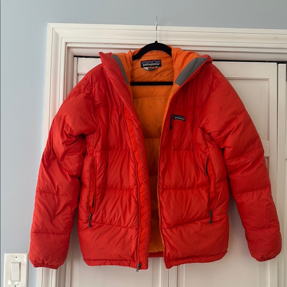 Patagonia Orange Puffer Jacket Hooded Coat